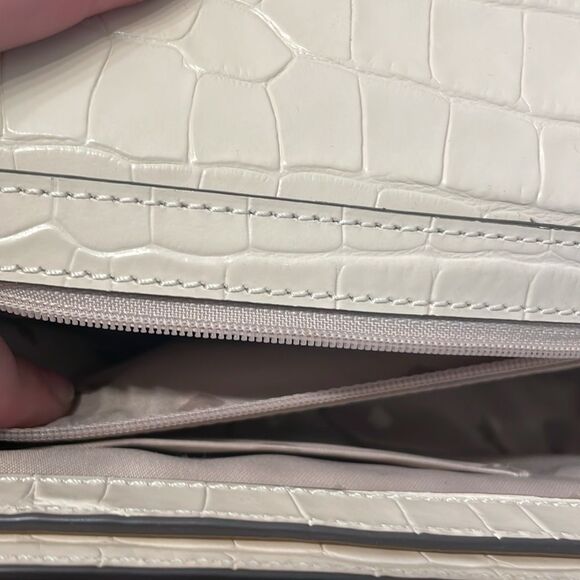 Kate Spade Audrey Flap Croc Embossed Crossbody Bag in Bare Cream - Picture 6 of 11